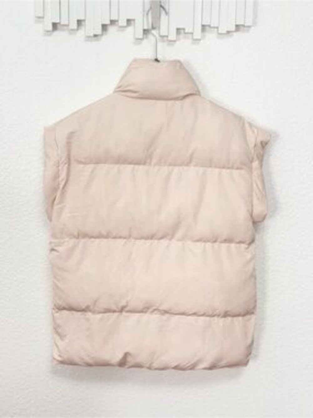 Miss Sparkling Beige Puffer Vest Quilted Zip Up Sleeveless Jacket Cozy Fall - Picture 8 of 8